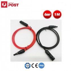 2x 1m Solar PV Extension Cable Wire with Male/Female Solar Connectors 4mm2 IP68