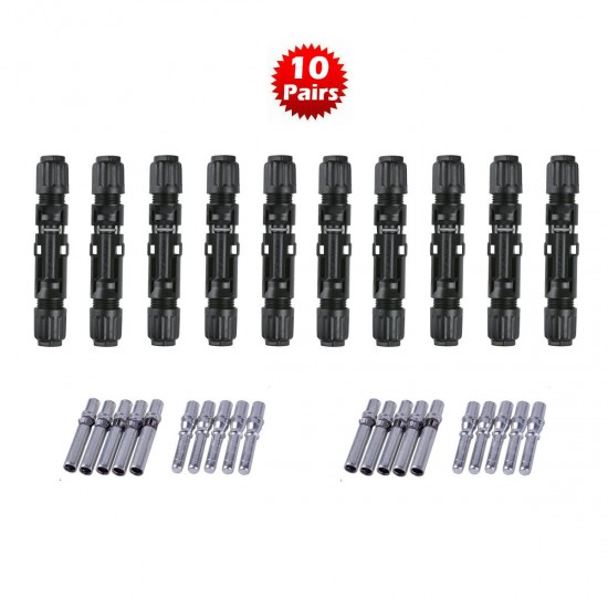 10 Pairs Solar Connectors Bar Pins 50A IP68 for PV Solar Panel Cable & Plug M/F