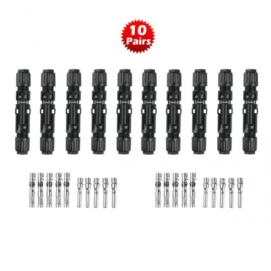 10 Pairs Solar Connectors Sheet Pins IP68 for PV Solar Panel Cable & Plug M/F