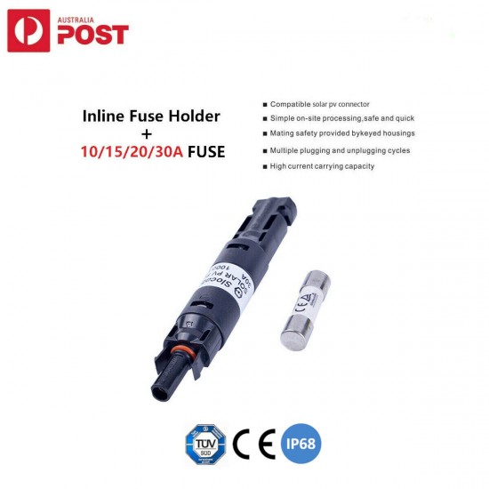 Solar PV Fuse Connector 1000V IP68 For Inline Fuse Holder + Fuse 20A