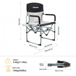 KingCamp Outdoor Folding Directors Chair Lightweight Camping Chairs for Adults BLACK
