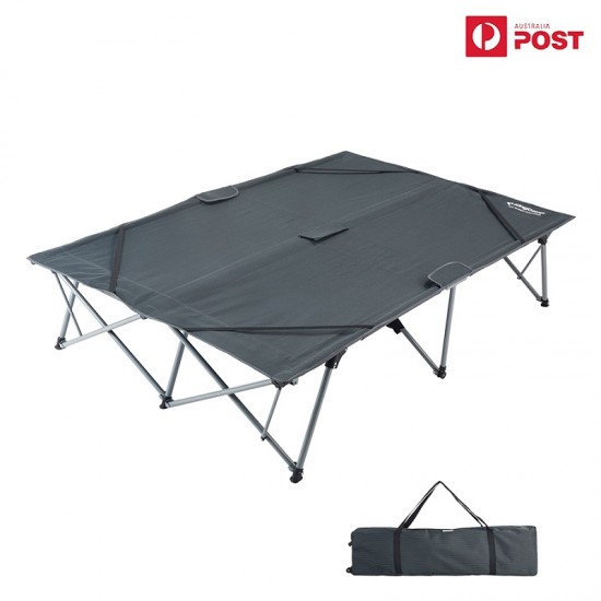 Double Folding Camping Cots for 2 People Heavy Duty 550Lbs Portable Steel Frames