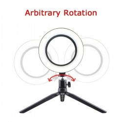 6 inch Dimmable LED Ring Light Tripod Stand Selfie Mini Circle Lamp Make Up