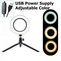 6 inch Dimmable LED Ring Light Tripod Stand Selfie Mini Circle Lamp Make Up