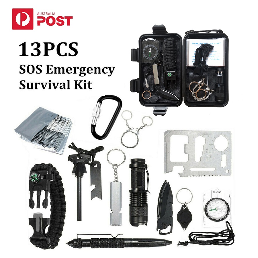  XUANLAN Emergency Survival Kit 13 in 1, Outdoor Survival Gear  Tool with Survival Bracelet, Fire Starter, Whistle, Wood Cutter, Water  Bottle Clip, Pen (Survival Kit 1) : Sports & Outdoors