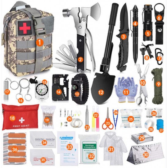 M 36 Emergency Survival Equipment Kit Sports Tactical Hiking Camping