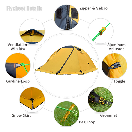 4-Person4-Season Toproad 4 Plus Tent Camping tent Portable Hiking Outdoor YELLOW
